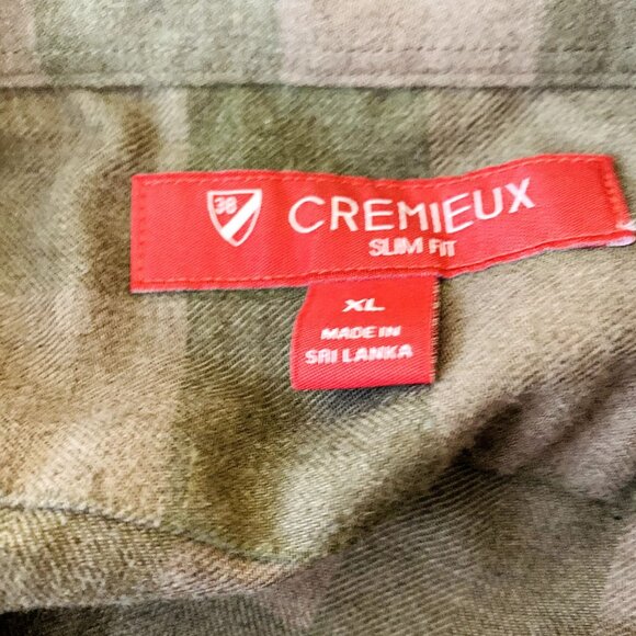 NEW Cremieux Mens Slim Fit Flannel Shirt Button Front Green Check Size XL - Picture 10 of 14